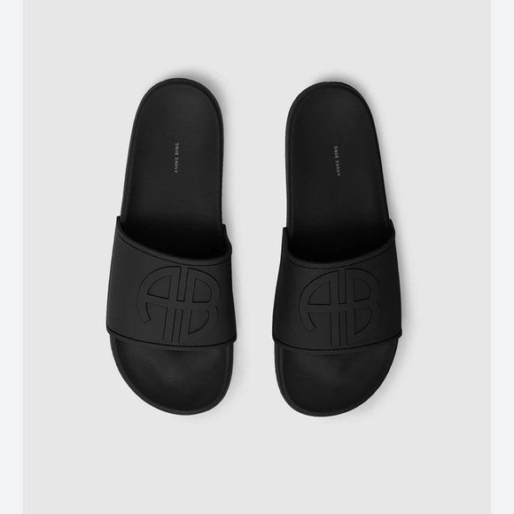 Anine Bing Isla Black Slide Sandals - Picture 1 of 5
